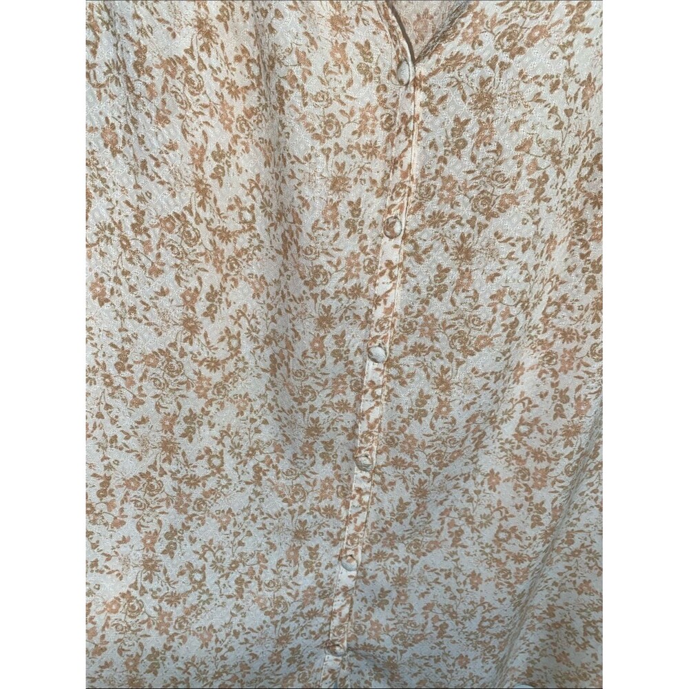 ANGELS-Forever Young Cream Pink & Tan Floral Button-Front Women's Top Sz Large - Picture 5 of 14